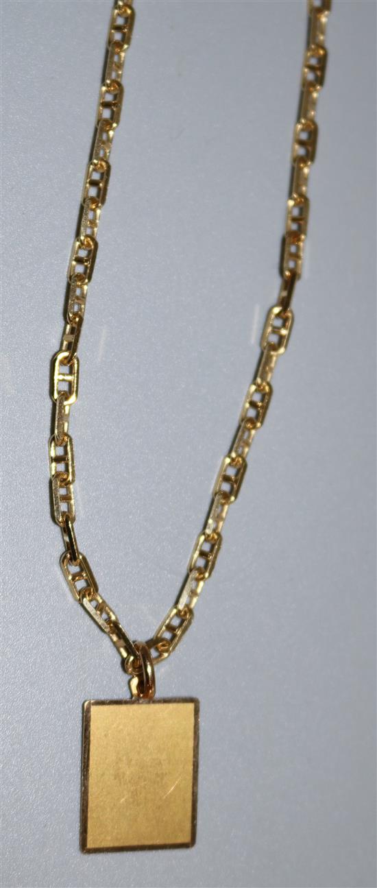 18ct gold curb link necklace and pendant